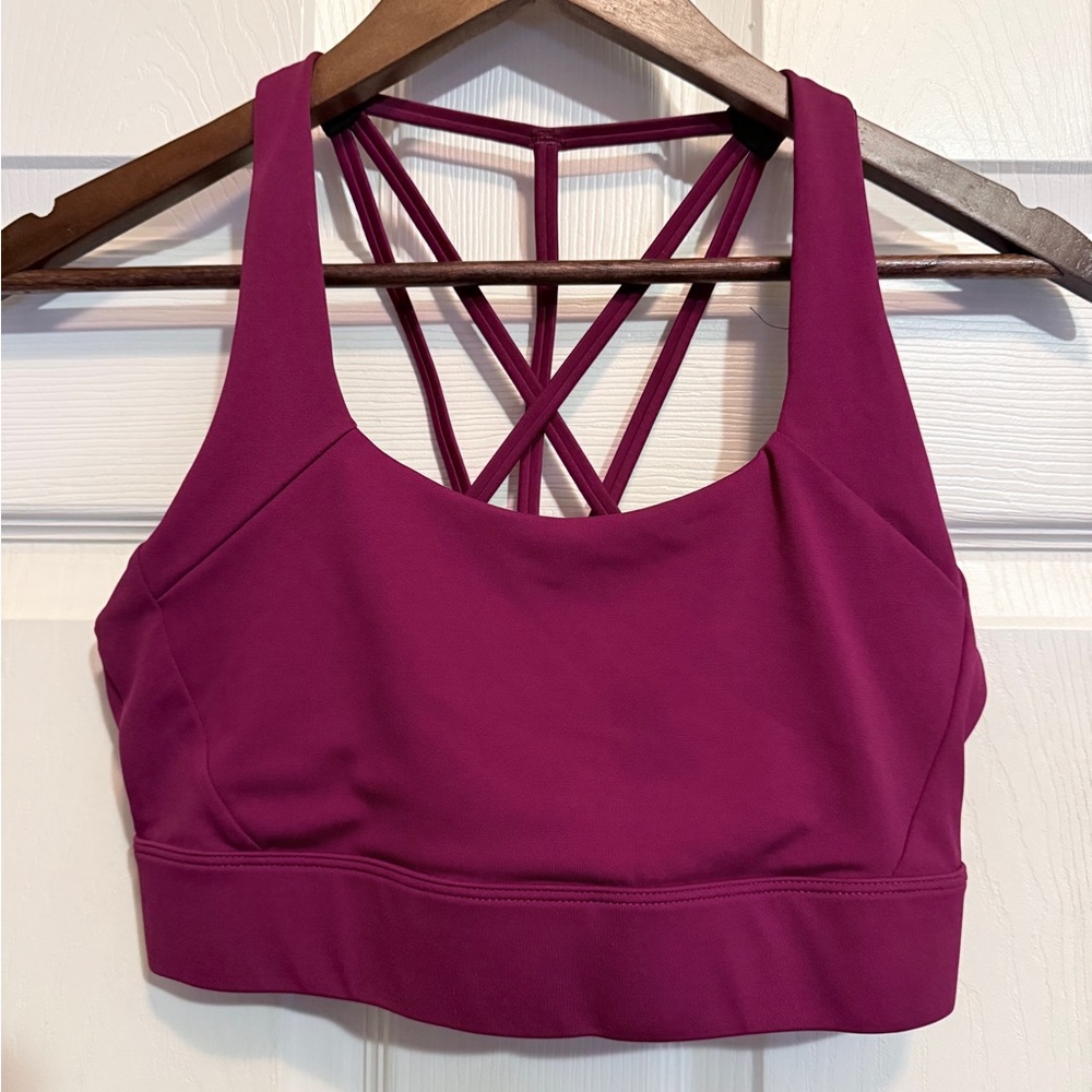 Strappy Back Sports Bra in Deep Plum - Women's Active Support